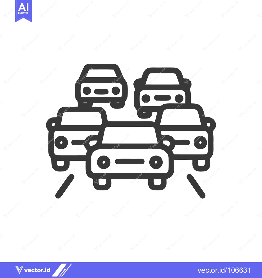 Premium Vector dari Gridlock: Stylized Car Traffic Jam Icon in Bold Outline