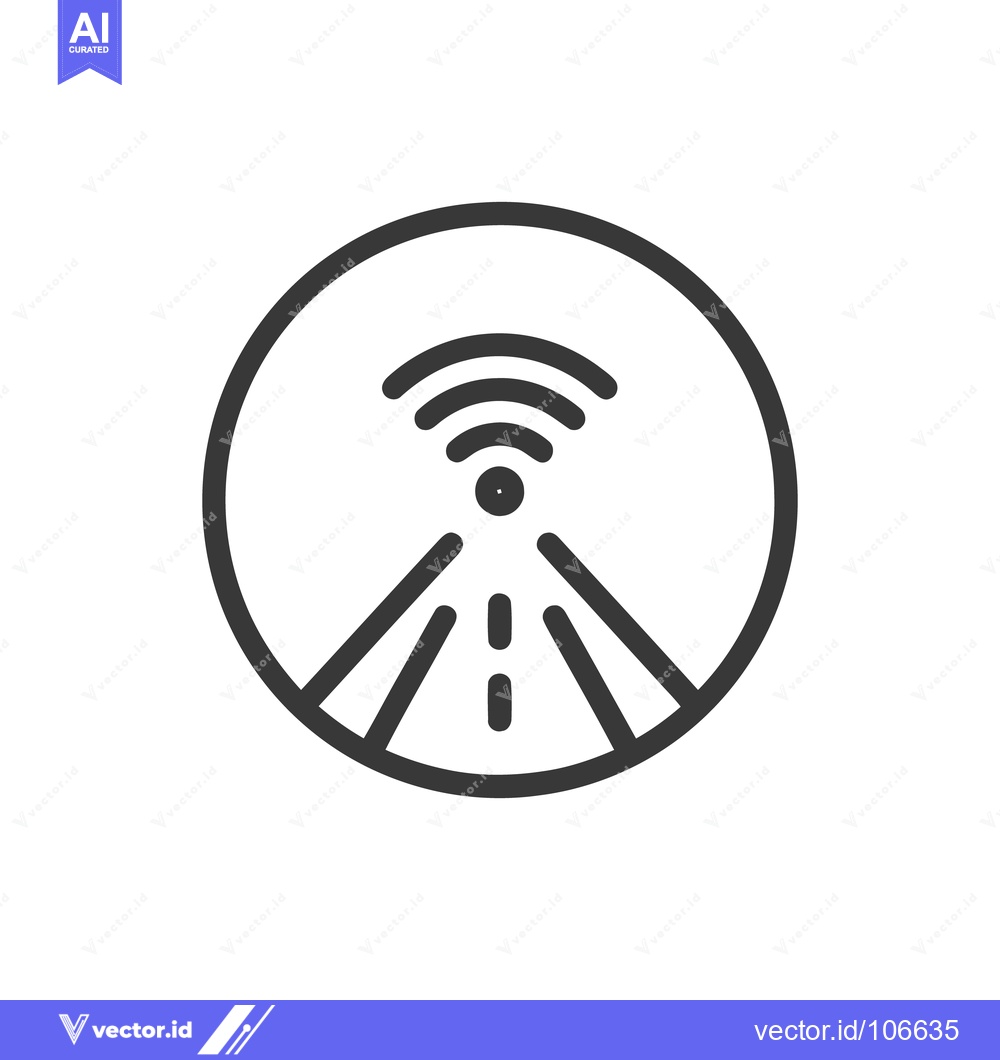 Premium Vector dari Autonomous Driving Icon: Connected Road with Wireless Signal in Circle