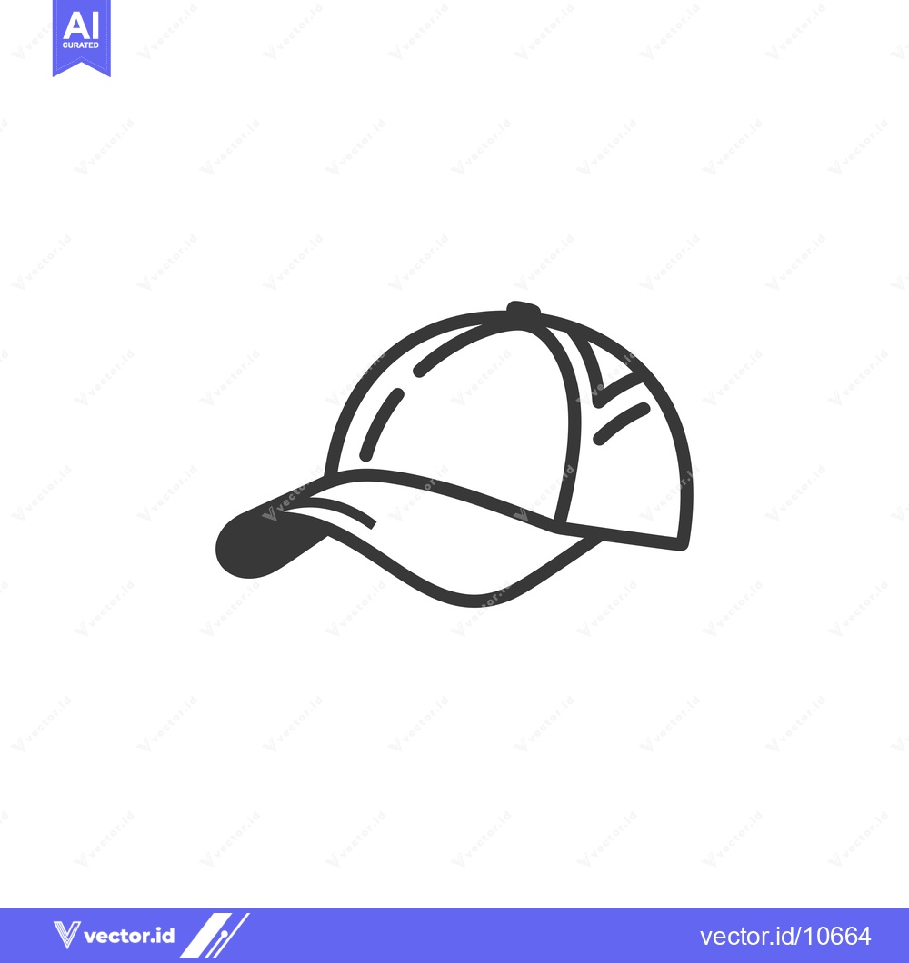 Premium Vector dari A Black and White Outline of a Baseball Cap