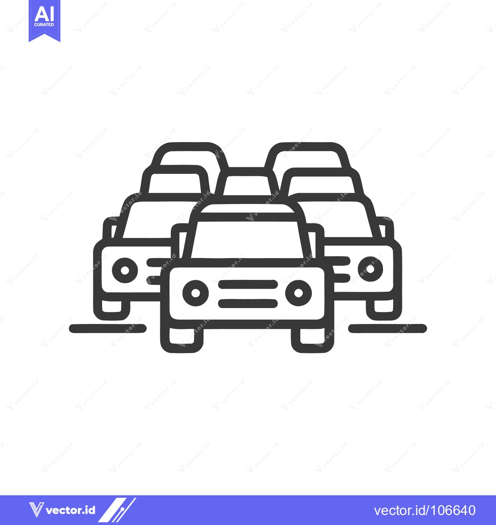 Premium Vector dari Traffic Jam Icon: Cars in Congestion, Minimalist Line Art