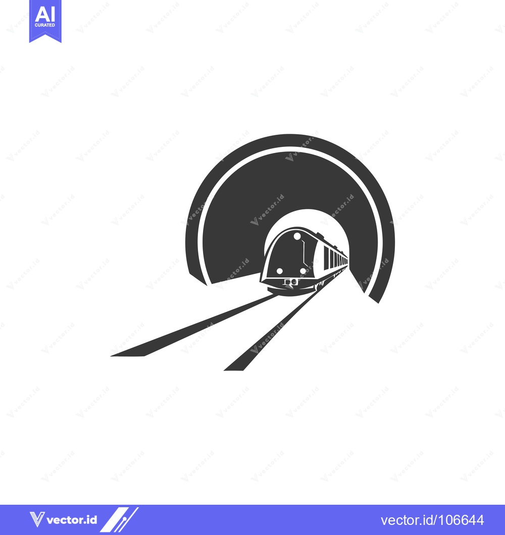 Premium Vector of Train Emerging from a Tunnel with Tracks