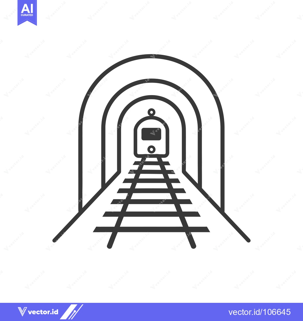 Premium Vector dari Train Entering Tunnel with Tracks and Archways