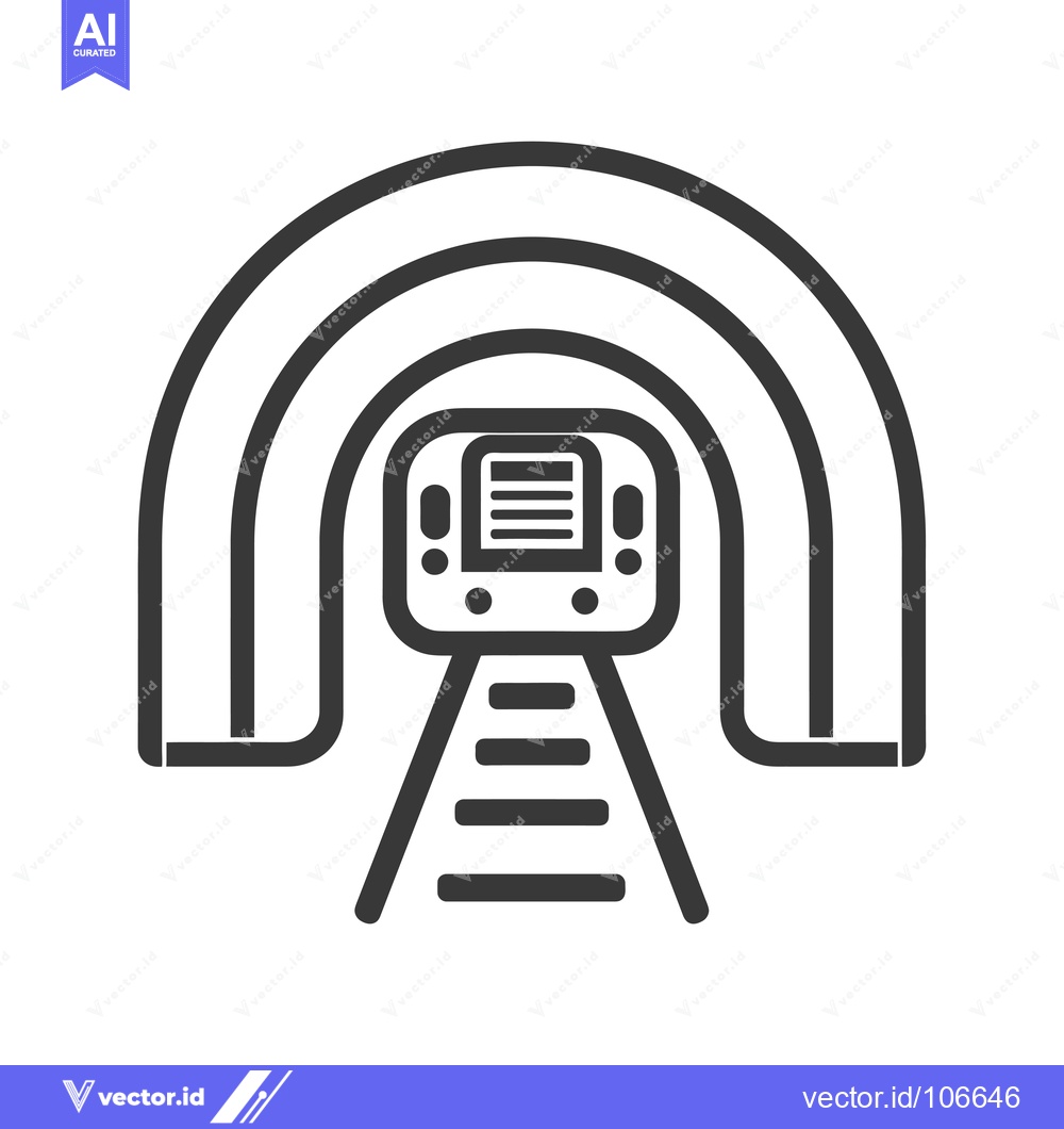 Premium Vector dari Train Entering Tunnel with Tracks in Front
