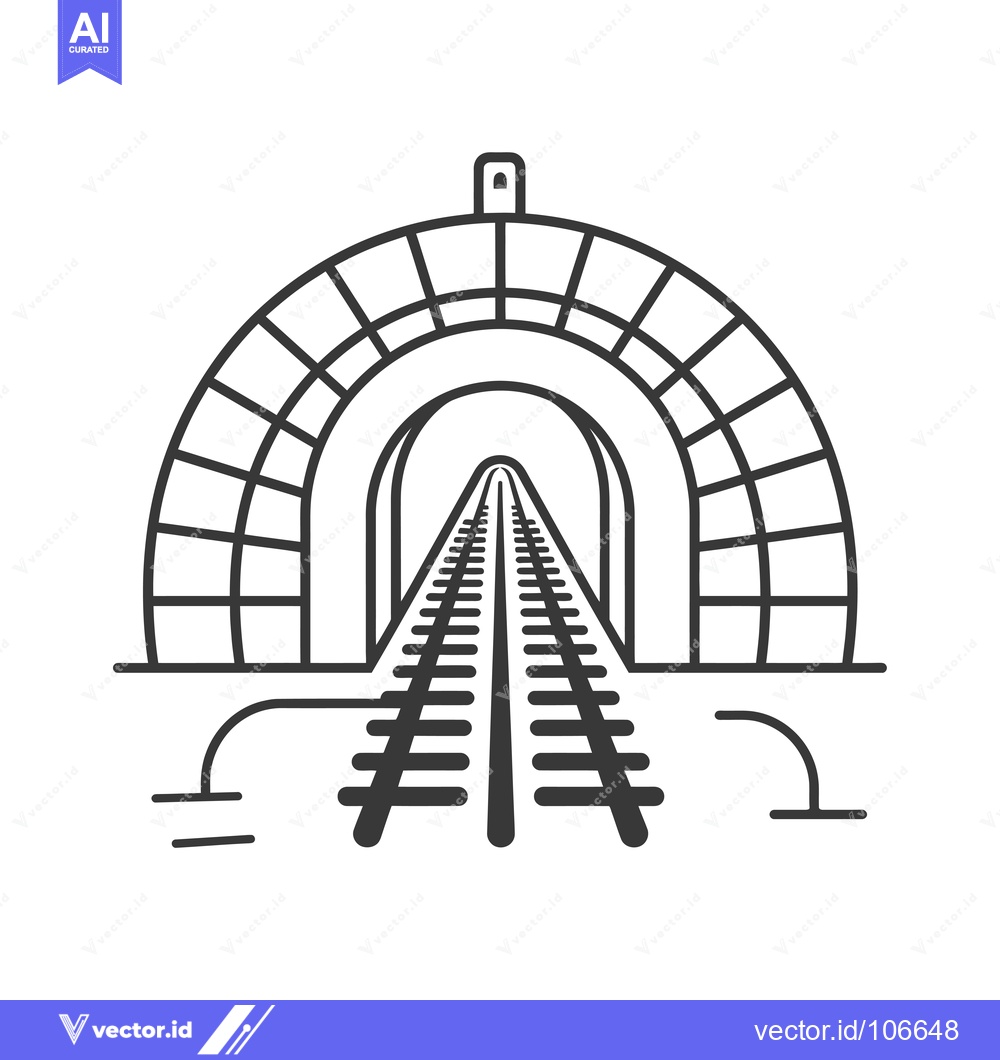Premium Vector dari Train Tracks Entering a Tunnel