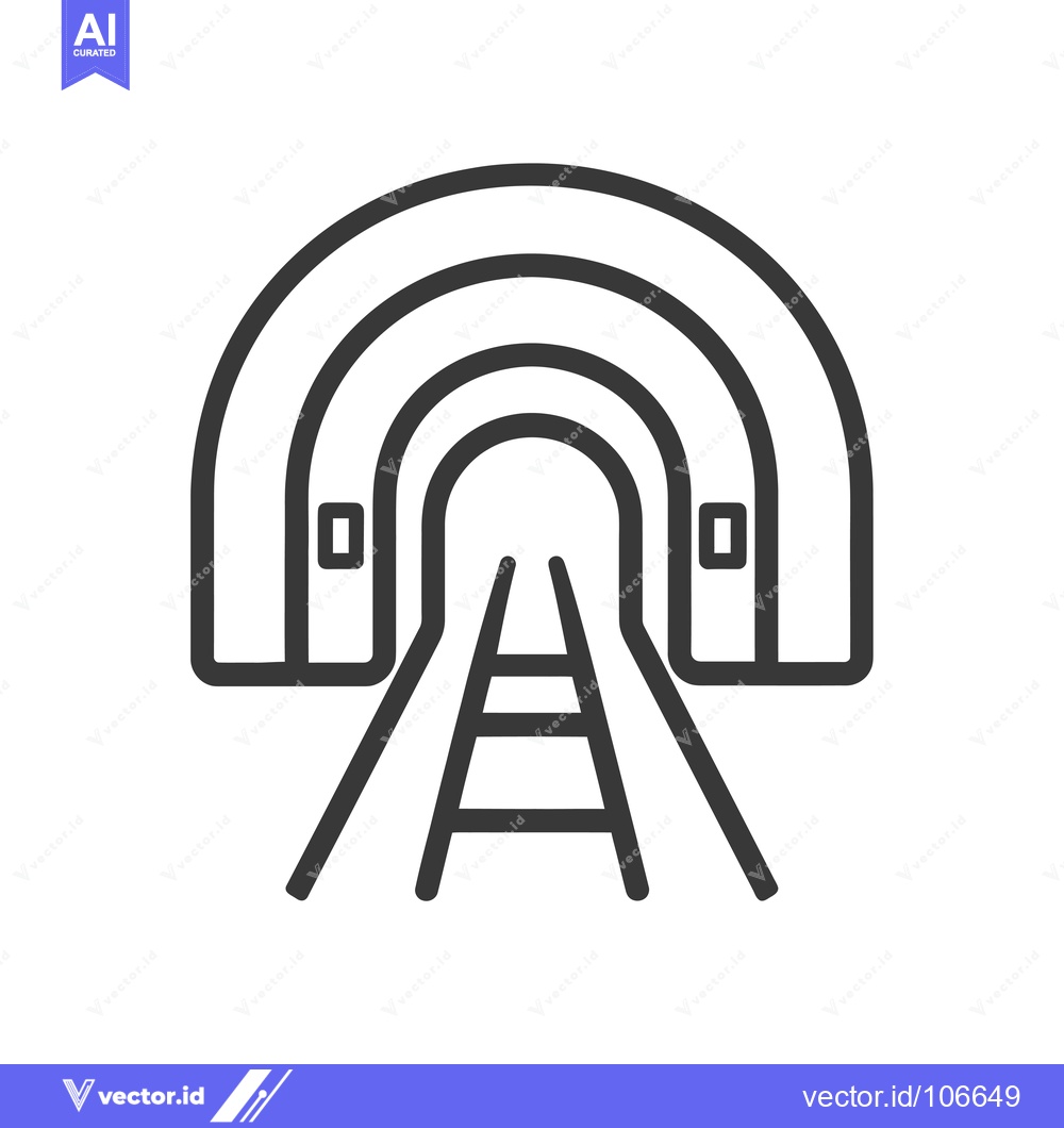 Premium Vector dari Train Tracks Entering a Tunnel