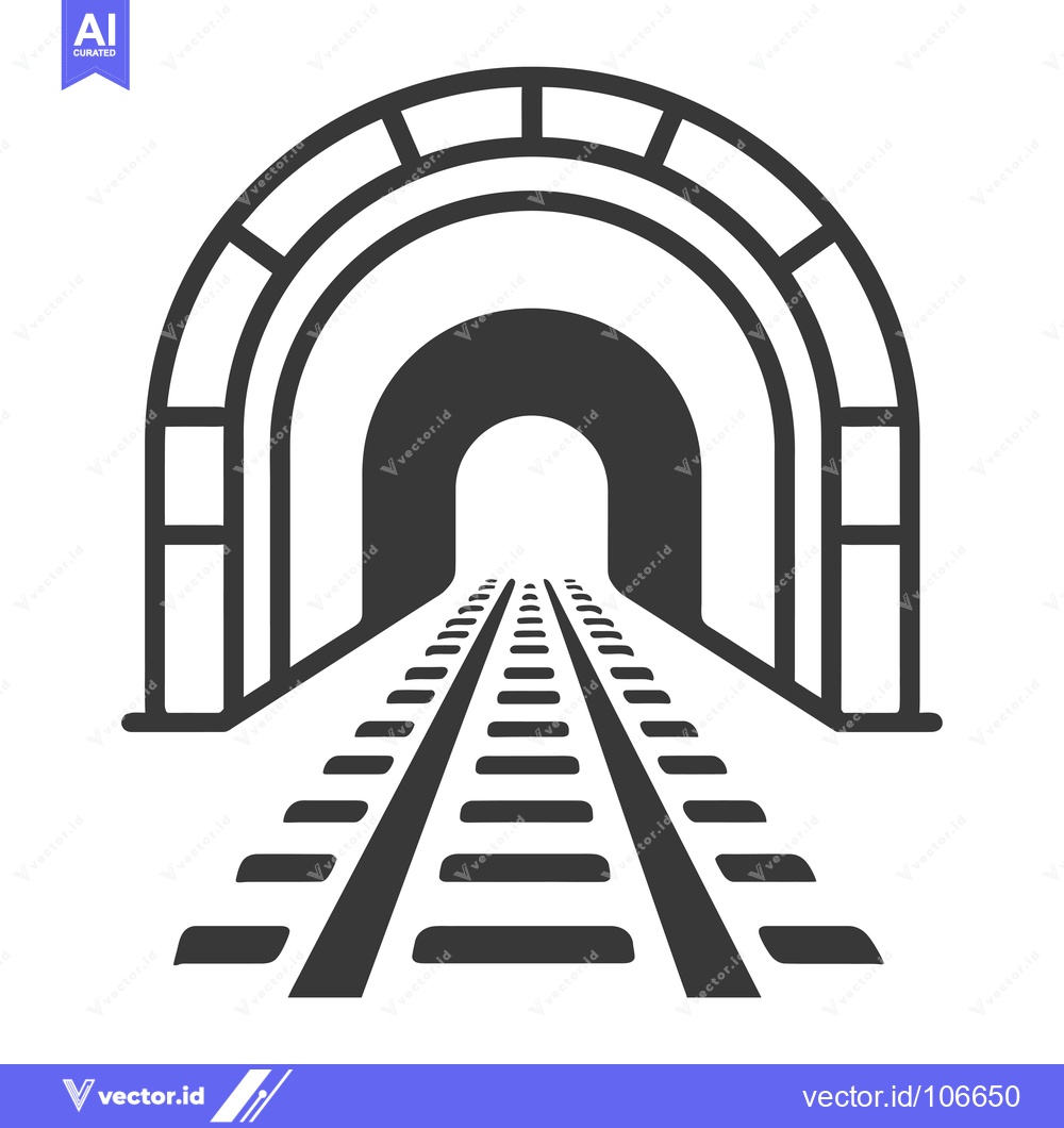 Premium Vector dari Train Tracks Leading into a Tunnel
