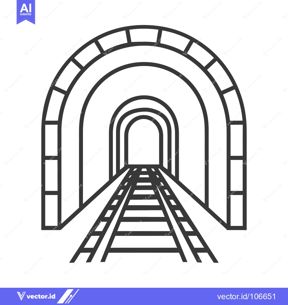 Premium Vector dari Train Tracks Leading Into a Tunnel with Multiple Arches