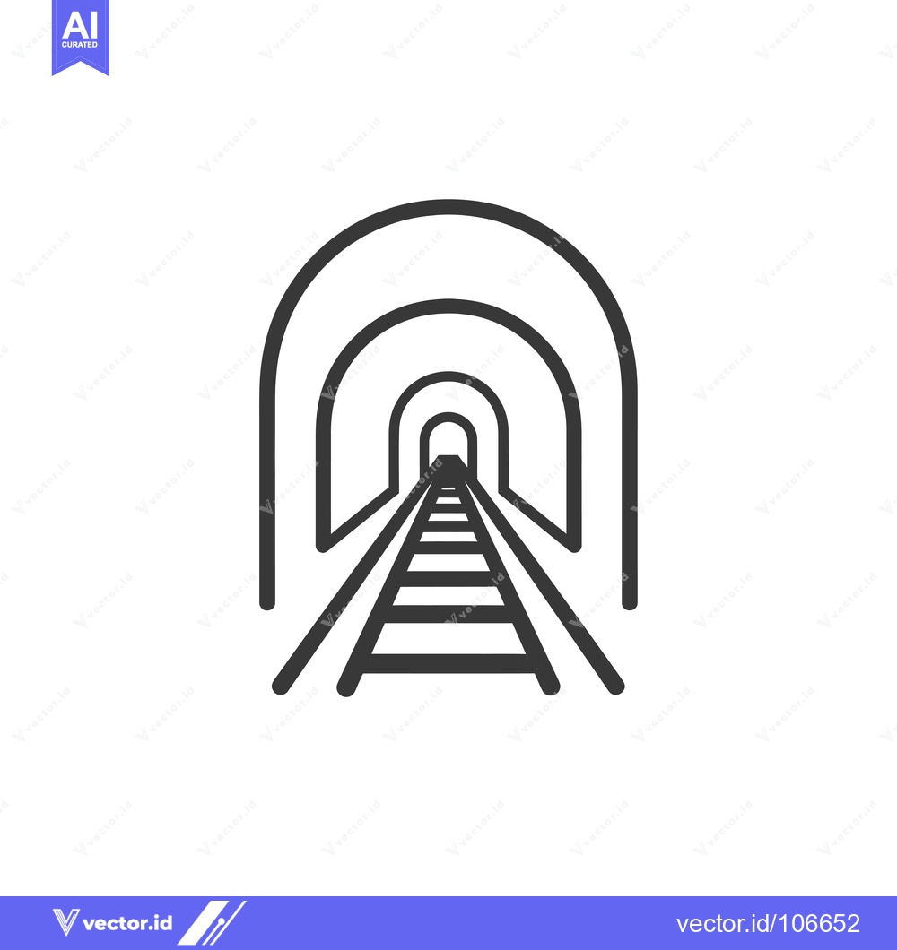 Premium Vector of Train Tracks Leading Into Tunnel with Multiple Arched Entrances