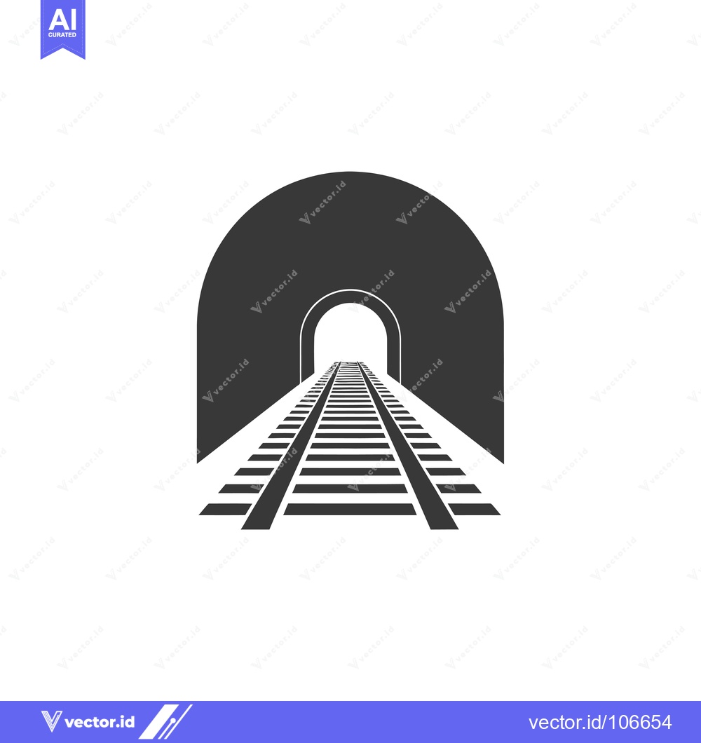 Premium Vector dari Train Tracks Leading Through a Tunnel