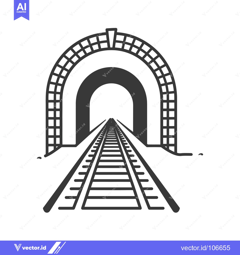 Premium Vector of Train Tracks Leading Through a Tunnel