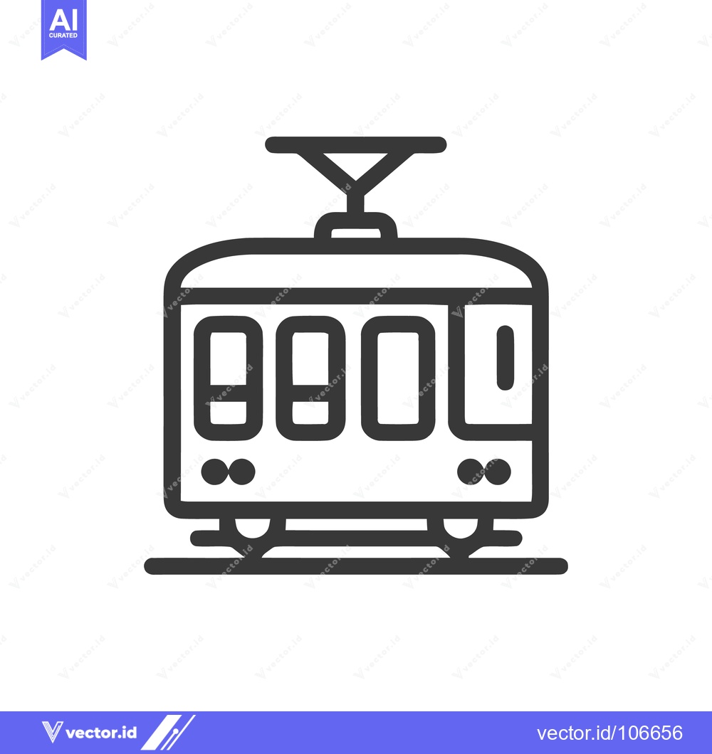 Premium Vector of Minimalist Tram Icon: Clean Line Art of Public Transportation Vehicle