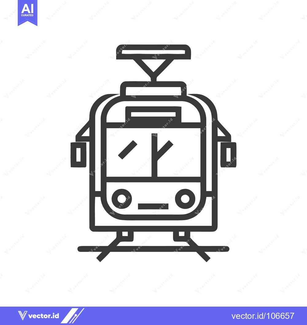 Premium Vector of Minimalist Tram Icon: Clean Line Art of Public Transportation Vehicle