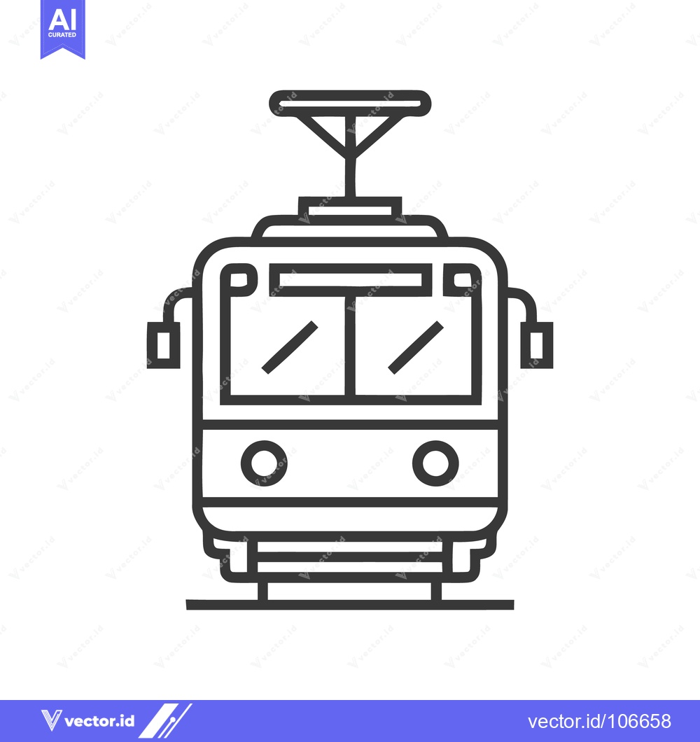 Premium Vector of Minimalist Tram Icon: Clean Line Art of Public Transportation Vehicle