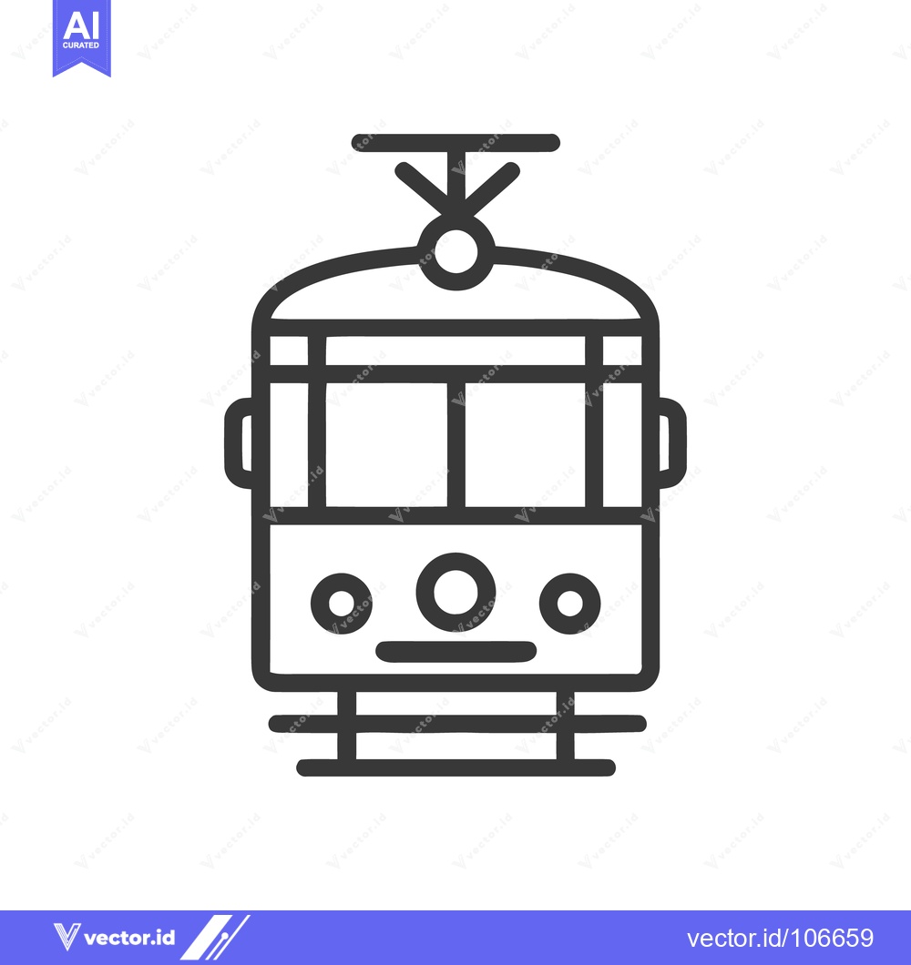Premium Vector of Minimalist Tram Icon: Clean Line Art of Public Transportation Vehicle