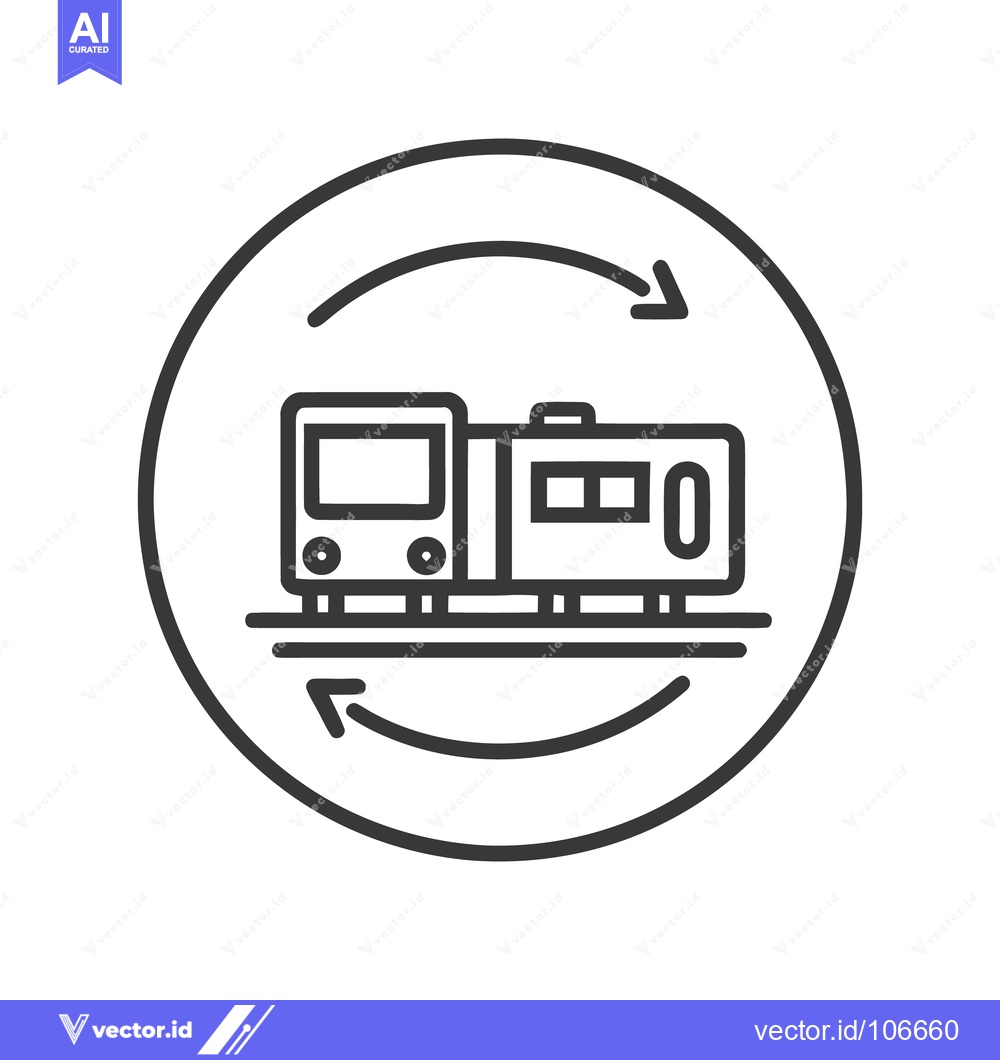 Premium Vector of Circular Train Route Icon: Modern Public Transportation Symbol with Ar