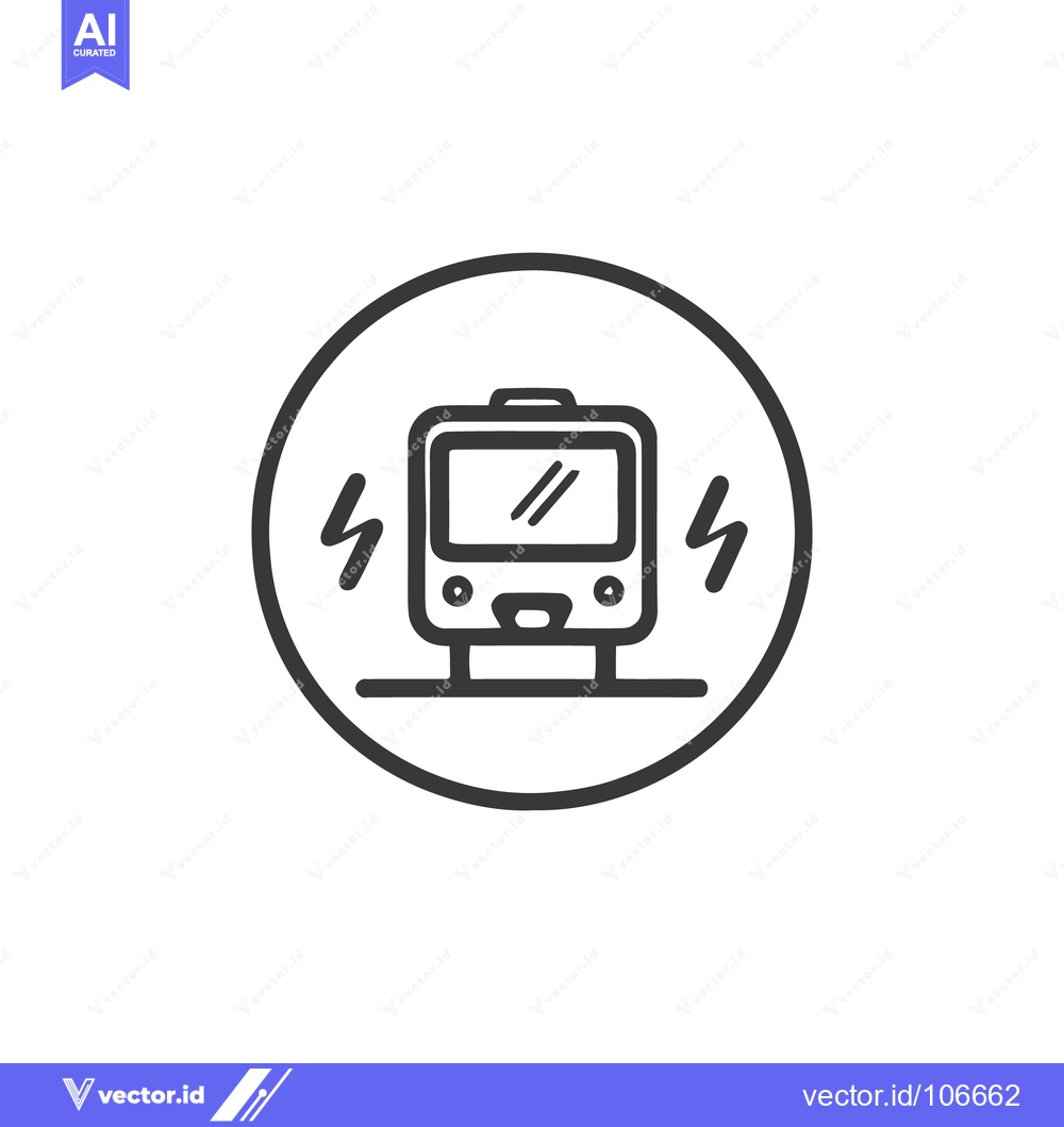 Premium Vector dari Electric Train Icon: Modern, Minimalist Design with Energy Bolts in Ci