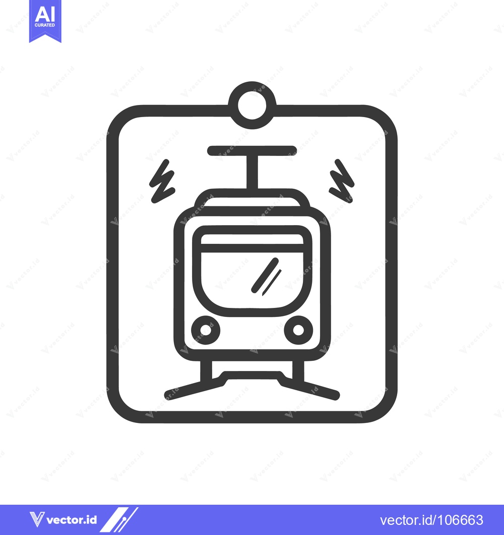 Premium Vector dari Minimalist Tram Icon: Modern Public Transport Symbol in Bold Outline