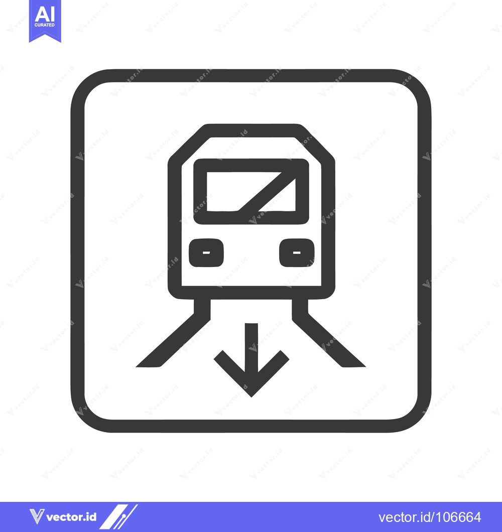 Premium Vector dari Train Arrival Icon: Modern, Minimalist Design with Downward Arrow Symb