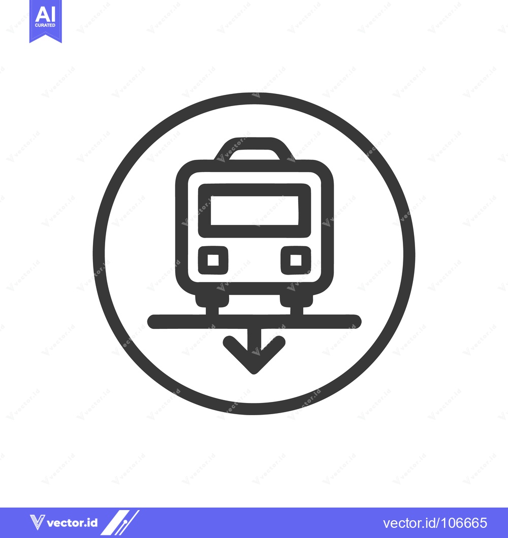 Premium Vector dari Train Underground Icon: Minimalist Symbol in Circle with Arrow