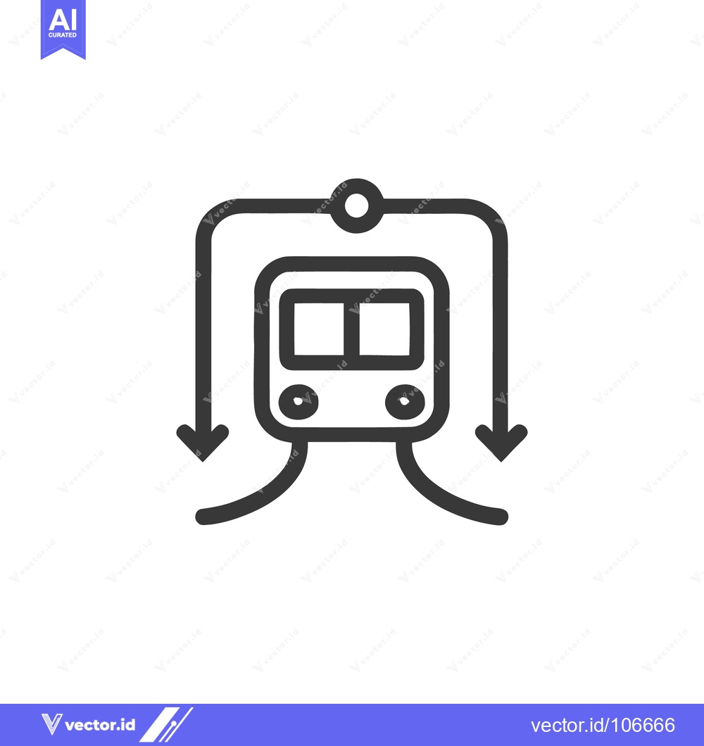 Premium Vector of Minimalist Train Icon with Circular Route and Arrows on White Backgrou