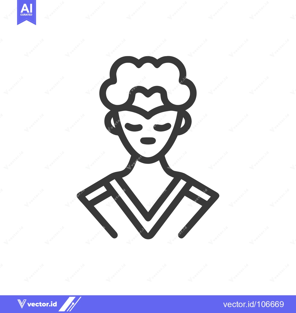 Premium Vector of Minimalist Avatar Icon: Stylized Woman with Bob Haircut and V-Neck Top