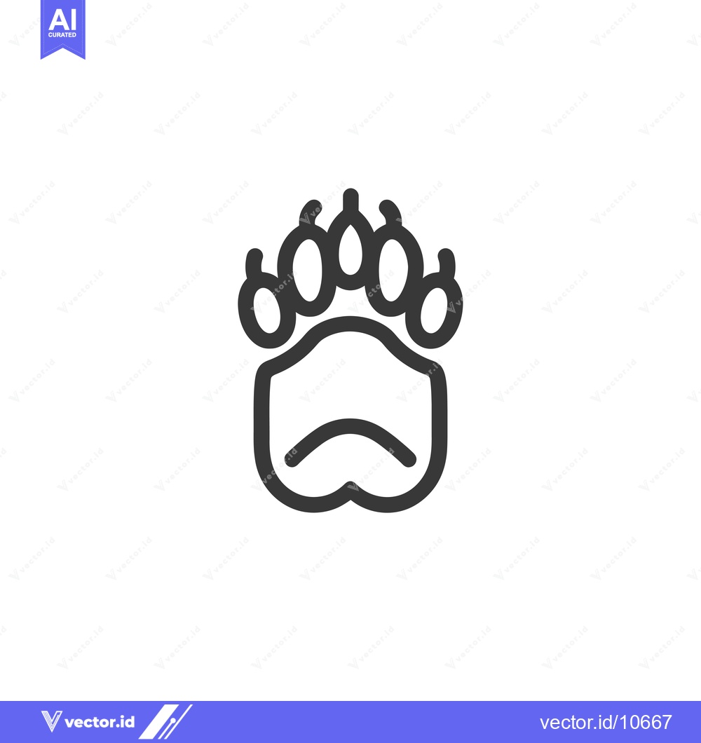 Premium Vector of A Black and White Outline of a Bear Paw Print