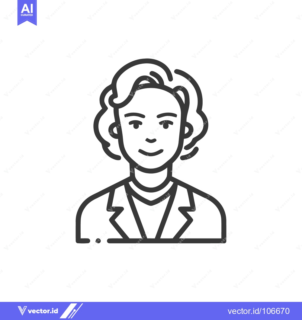 Premium Vector dari Elegant Woman Icon: Minimalist Portrait with Wavy Hair and Blazer
