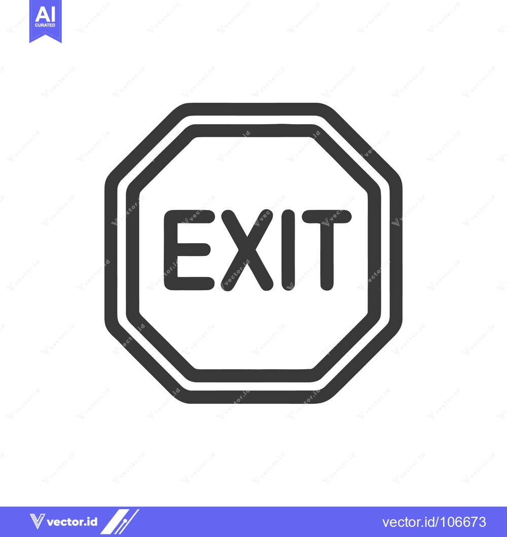Premium Vector dari Bold Exit Sign Icon: Octagonal Shape, Clear Typography, Minimalist Des