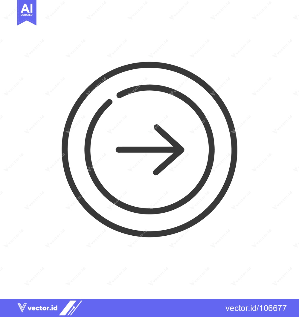 Premium Vector of Minimalist Right Arrow Icon Encased in Double Circle Outline