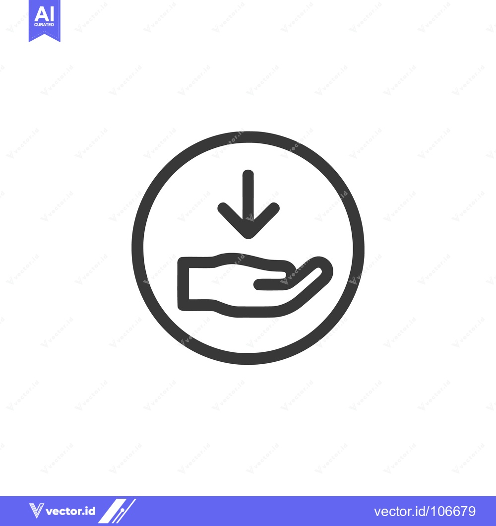 Premium Vector dari Receiving Hand Icon: Simple Line Art in Circle, Donation Concept