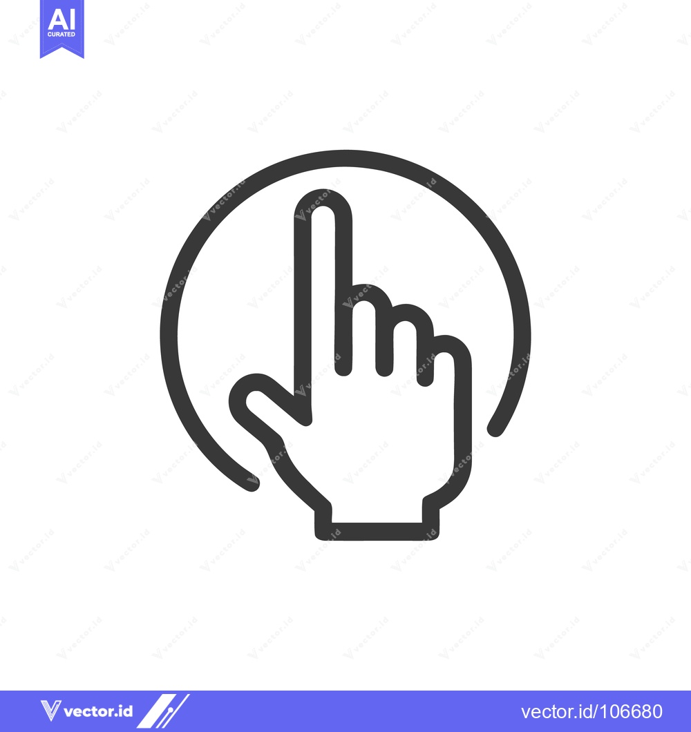 Premium Vector dari Minimalist Hand Cursor Icon: Pointing Finger in Circle, Black and Whit
