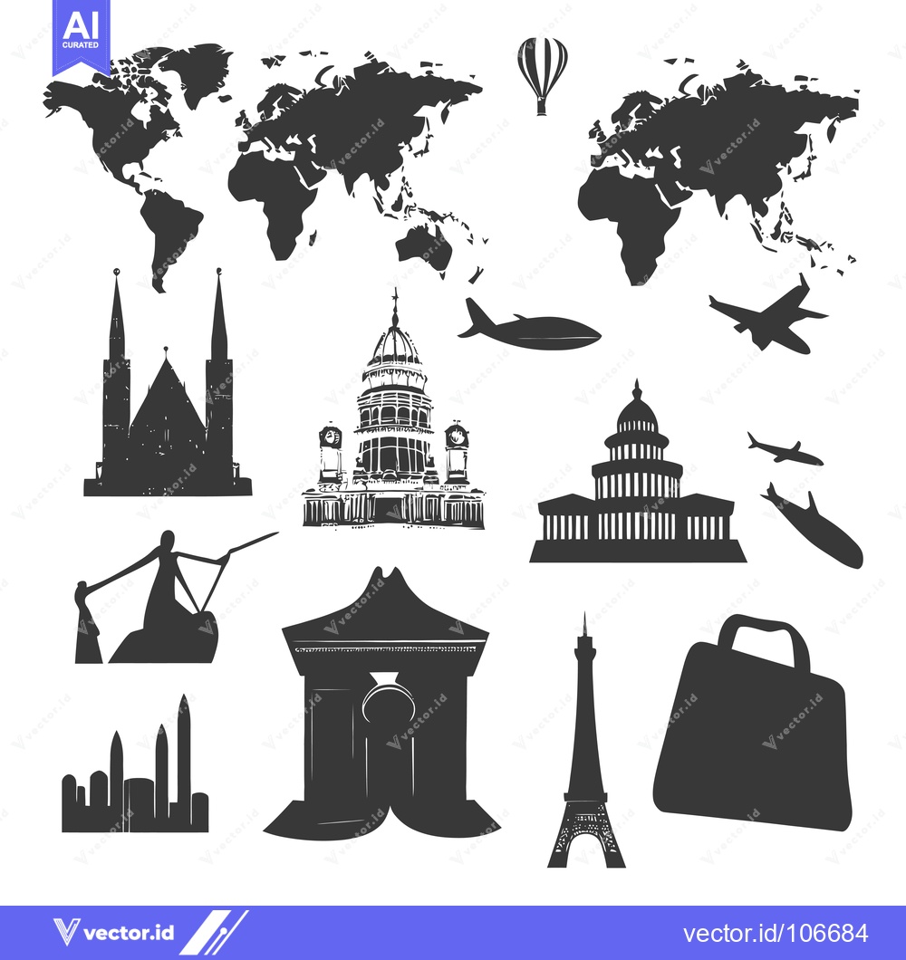 Premium Vector dari Travel Destinations and Icons Depicting World Travel