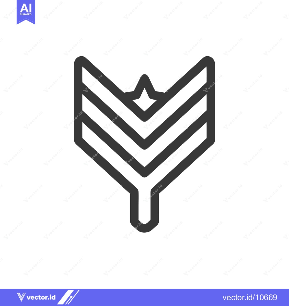 Premium Vector dari A black and white outline of a chevron with a star in the center