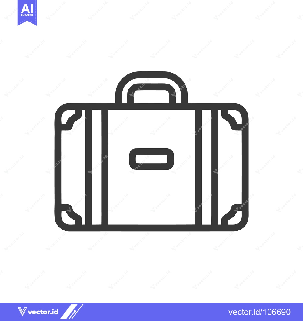 Premium Vector of Minimalist Suitcase Icon: Bold Outline on White Background