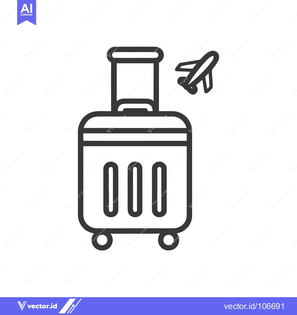 Premium Vector of Minimalist Travel Icon: Suitcase and Airplane Symbolizing Journey