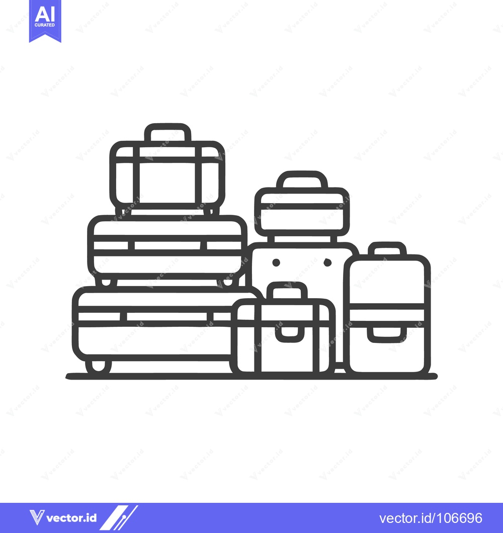 Premium Vector dari Stacked Luggage Icon: Minimalist Line Art for Travel and Vacation Conc