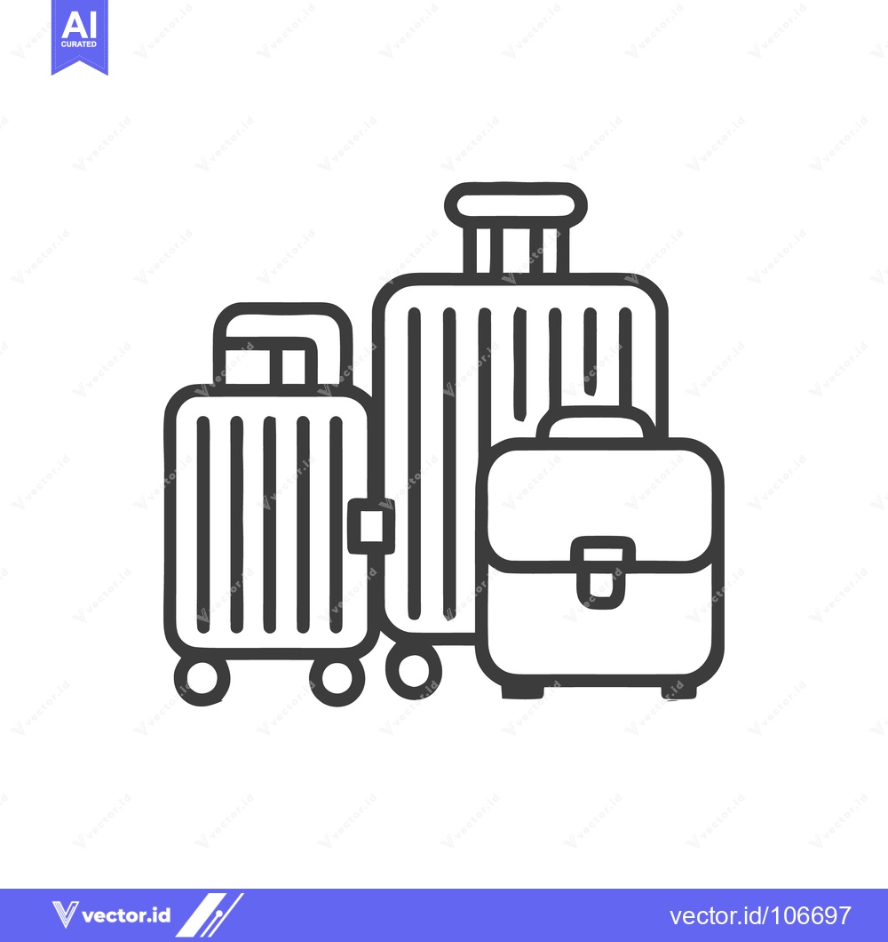 Premium Vector of Minimalist Luggage Icon: Suitcases and Briefcase in Linear Style