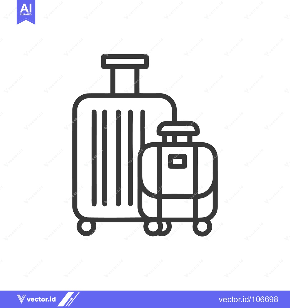 Premium Vector of Minimalist Luggage Icon: Two Suitcases, Travel and Vacation Symbol