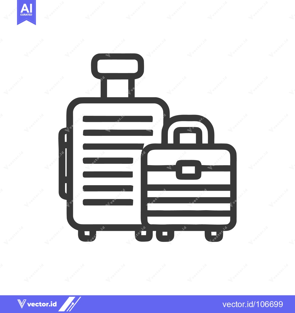 Premium Vector of Minimalist Luggage Icon: Two Suitcases, Travel Ready, Outline Style
