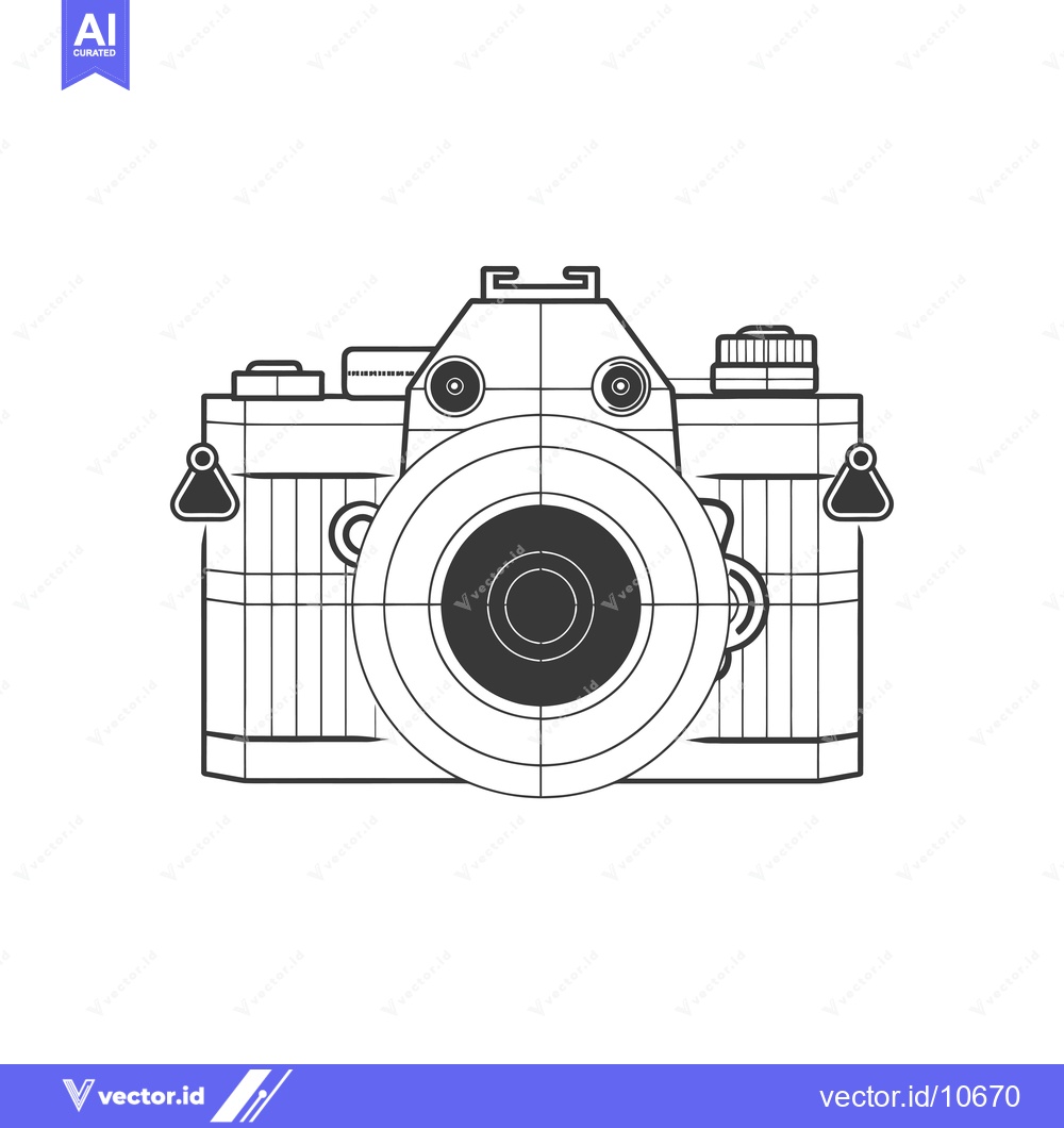 Premium Vector of A Black and White Outline of a Classic Film Camera