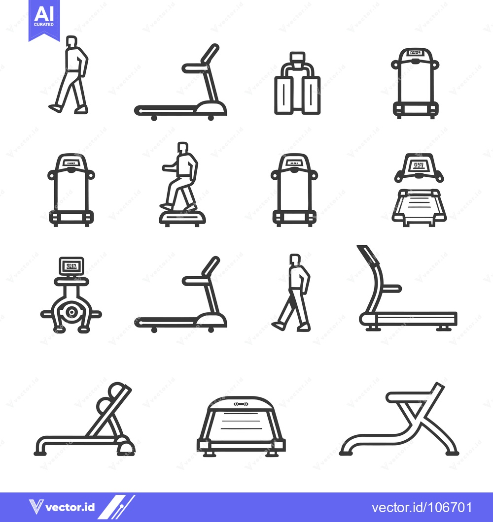 Premium Vector of Treadmill and Exercise Equipment Icons