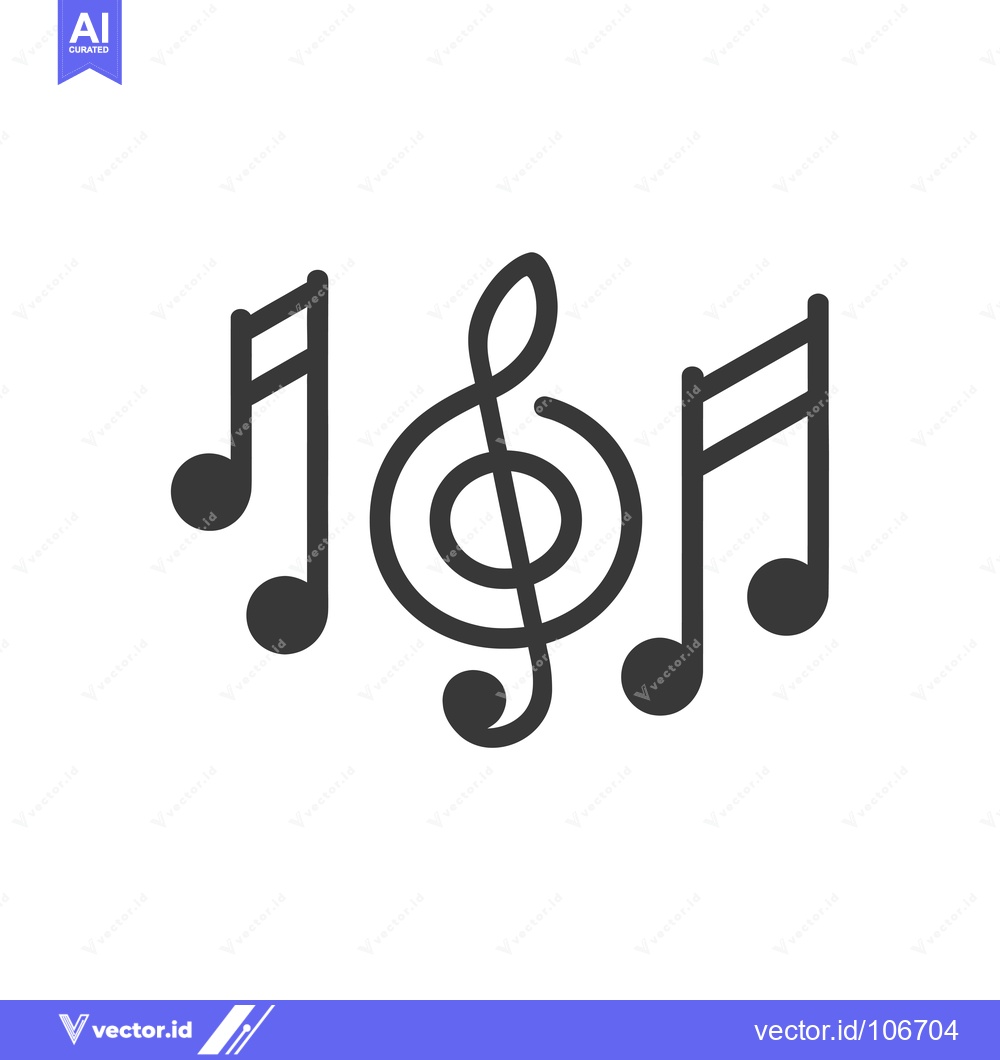 Premium Vector of Treble Clef and Two Music Notes