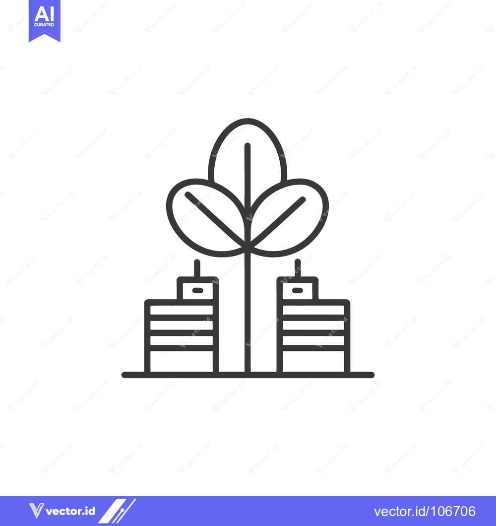 Premium Vector of Tree Growing Between Two Buildings