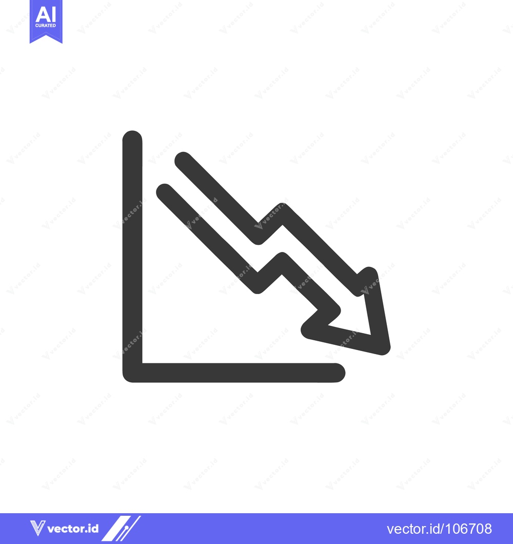Premium Vector dari Declining Graph Icon: Downward Trend, Business Loss, Economic Recessio