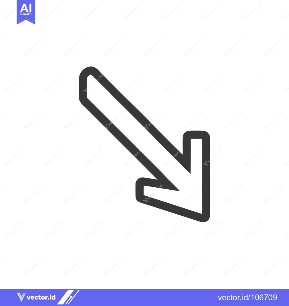 Premium Vector dari Bold Diagonal Arrow Icon, Pointing Downward, Directional Signage, Vect