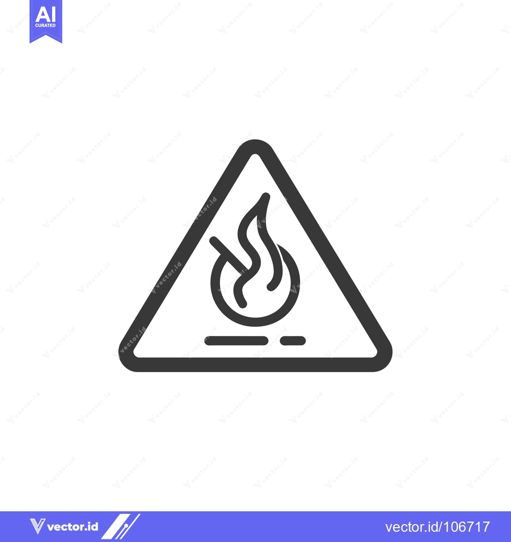 Premium Vector of Triangle Warning Sign with a Flame Icon and a Slash Through It