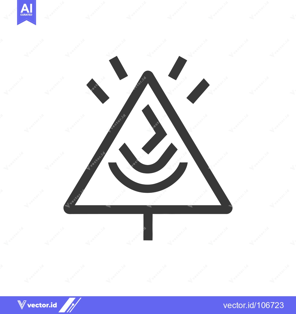 Premium Vector dari Triangular Warning Sign with Curved Arrow and Rays
