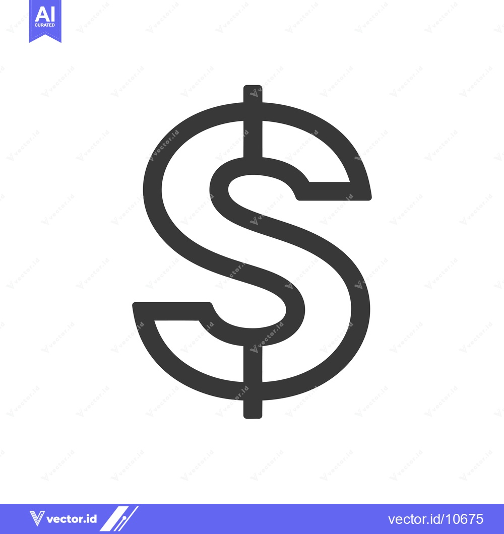 Premium Vector dari A Black and White Outline of a Dollar Sign