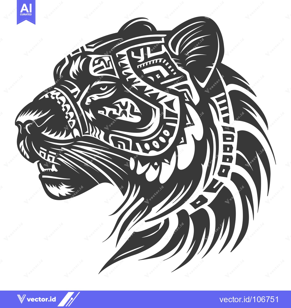 Premium Vector dari Stylized Black and White Profile of a Panther's Head