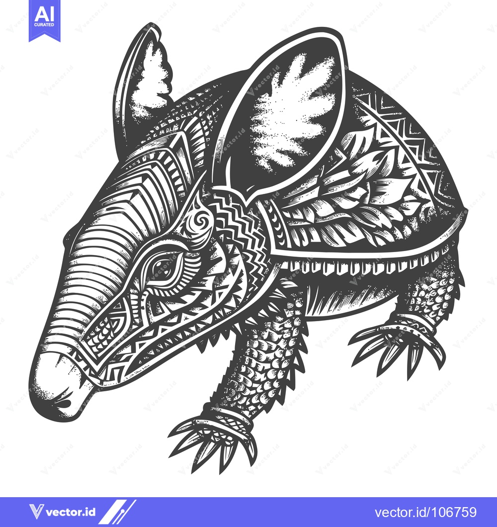 Premium Vector dari Detailed Illustration of an Armadillo with Intricate Geometric Pattern